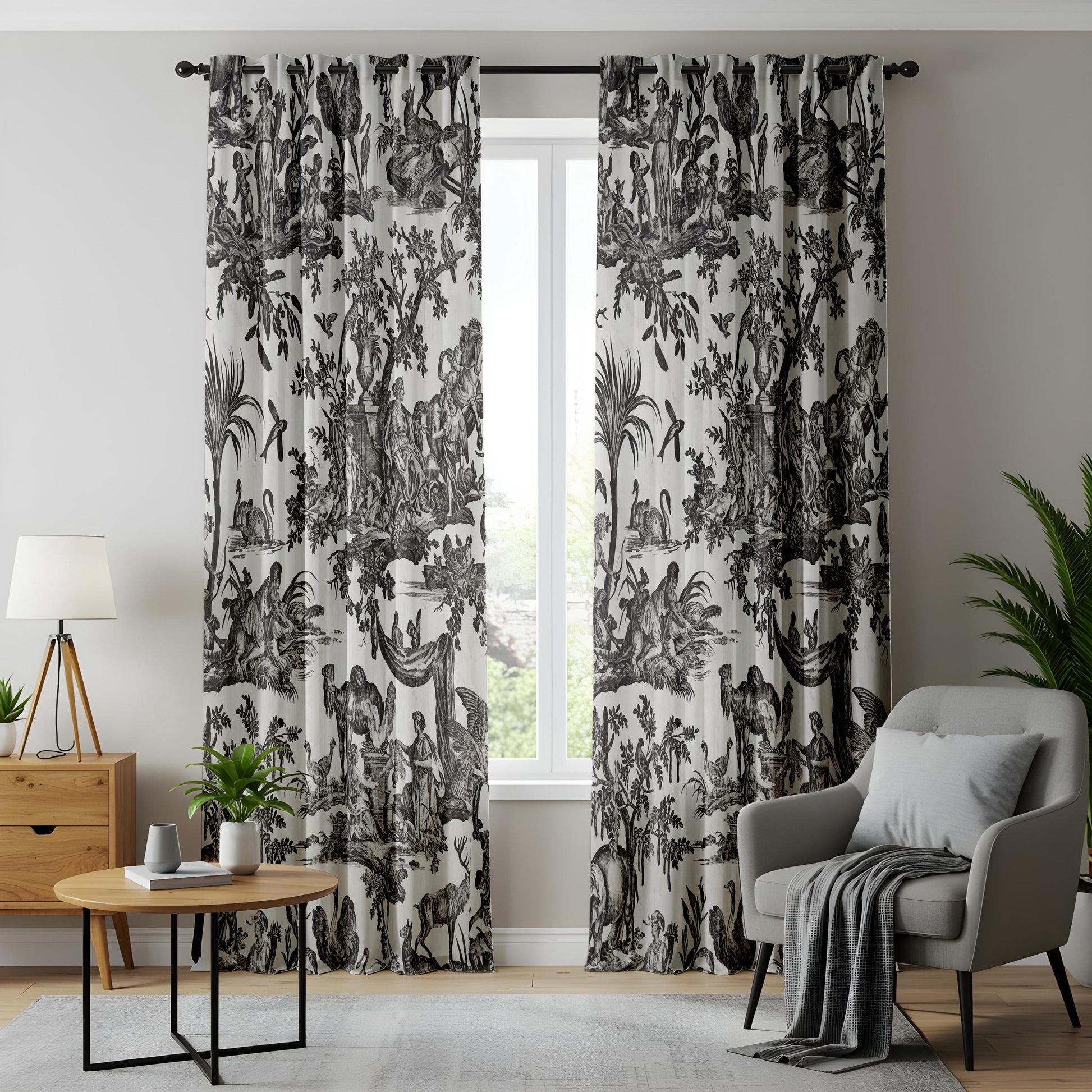 Onay French Toile De Jouy Curtains – Vintage Black White Window Drapes