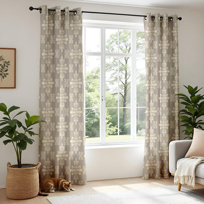 Onay Beige Fleur de Lis Blackout Curtains