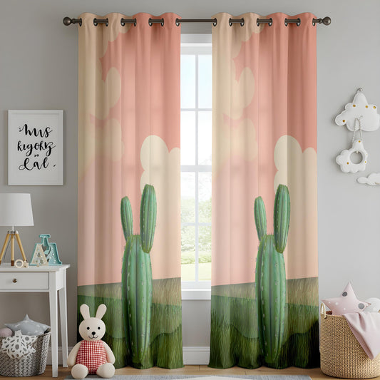 Onay Desert Cactus and Forest Nature Blackout Curtains