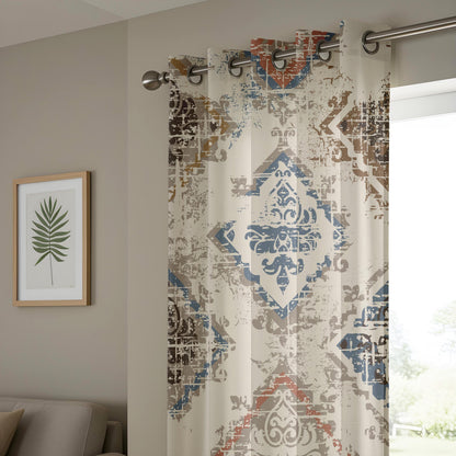Onay Rustic Kilim Blackout Curtains – Tribal Medallion Design