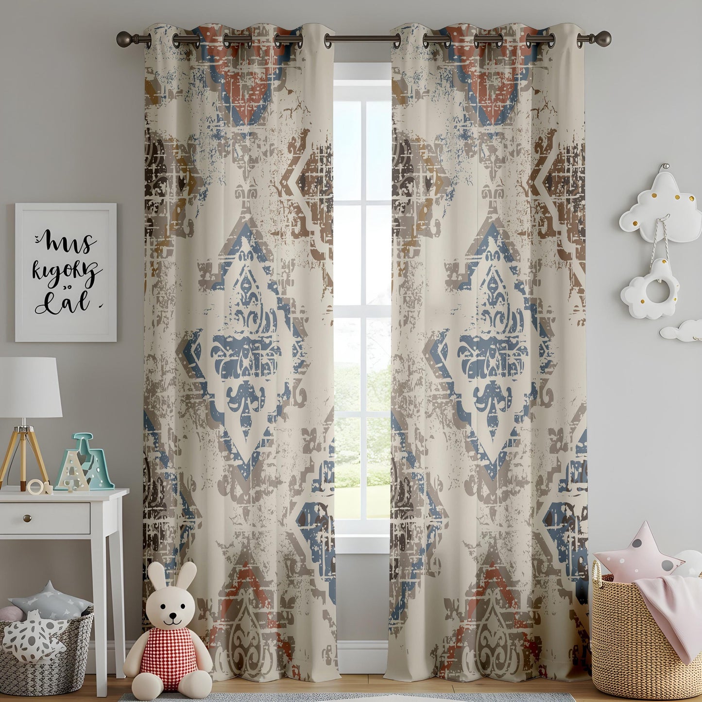Onay Rustic Kilim Blackout Curtains – Tribal Medallion Design