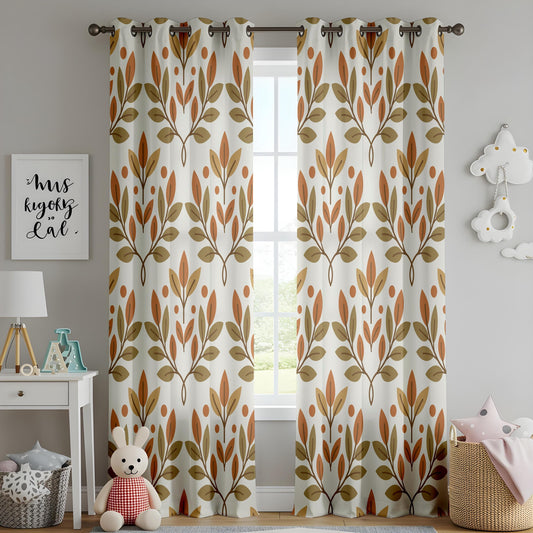 Onay Botanical Leaf Window Curtains – Mid Century Modern Drapes