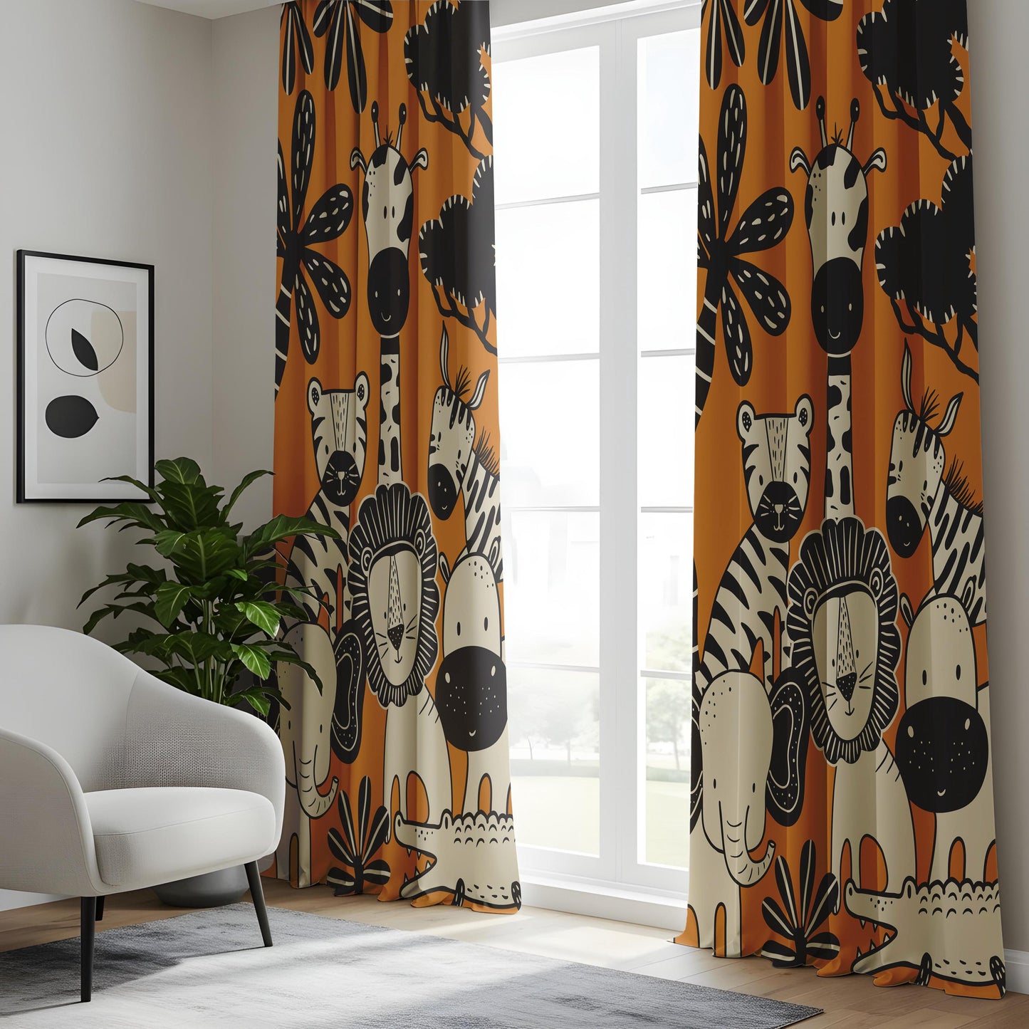 Onay Safari Nursery Blackout Curtains – Jungle Animals