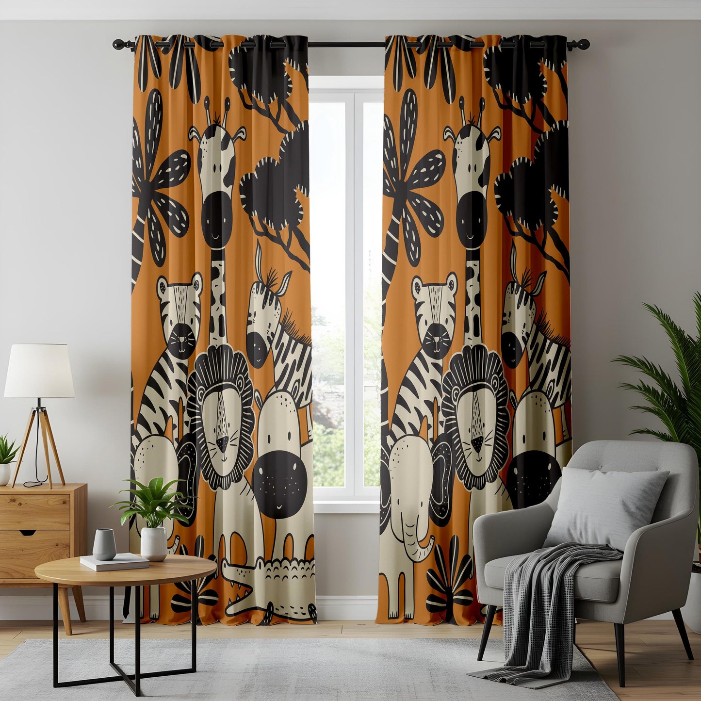 Onay Safari Nursery Blackout Curtains – Jungle Animals