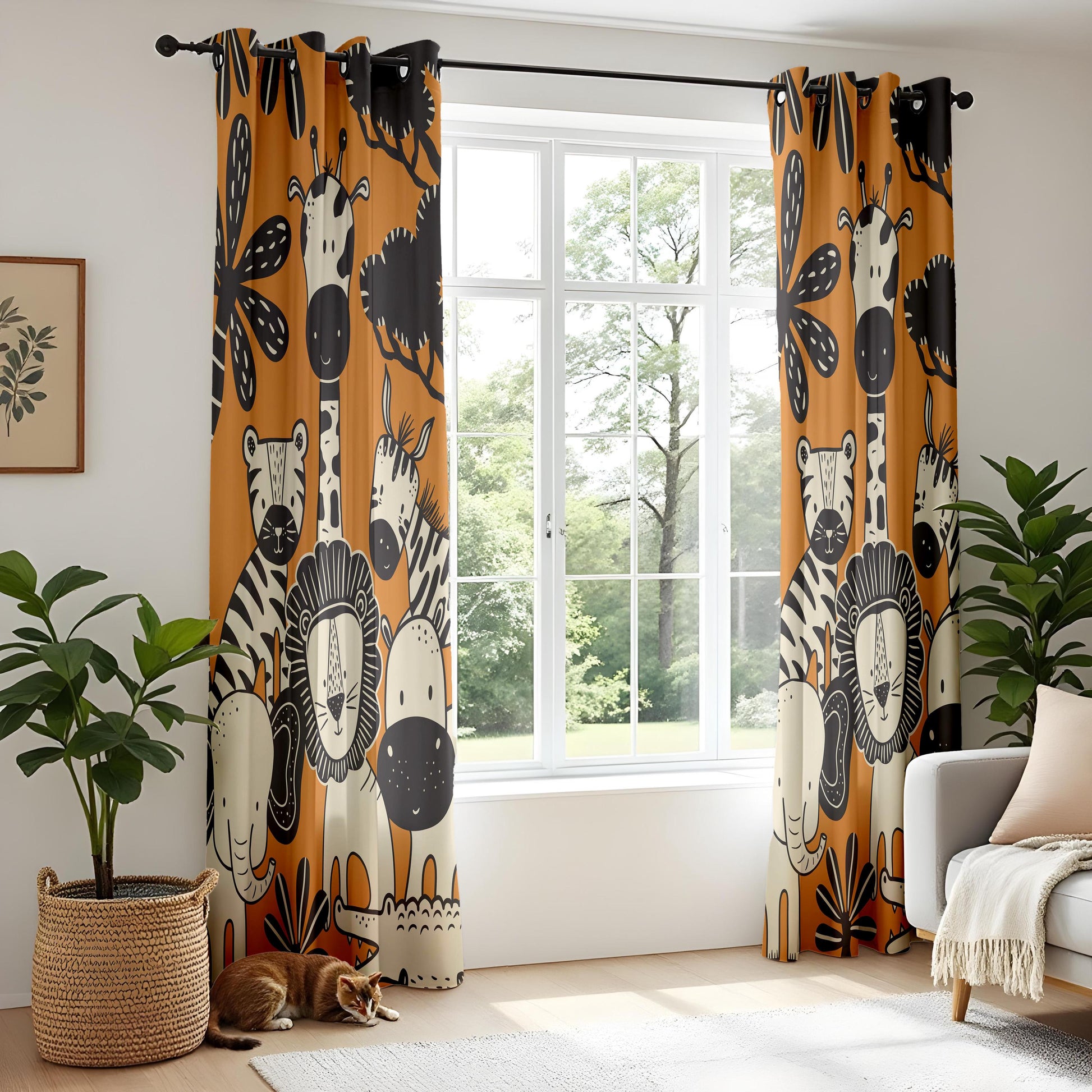 Onay Safari Nursery Blackout Curtains – Jungle Animals
