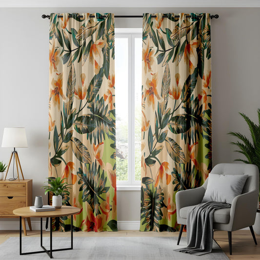 Onay Tropical Palm Leaf Curtains – Exotic Jungle Decor