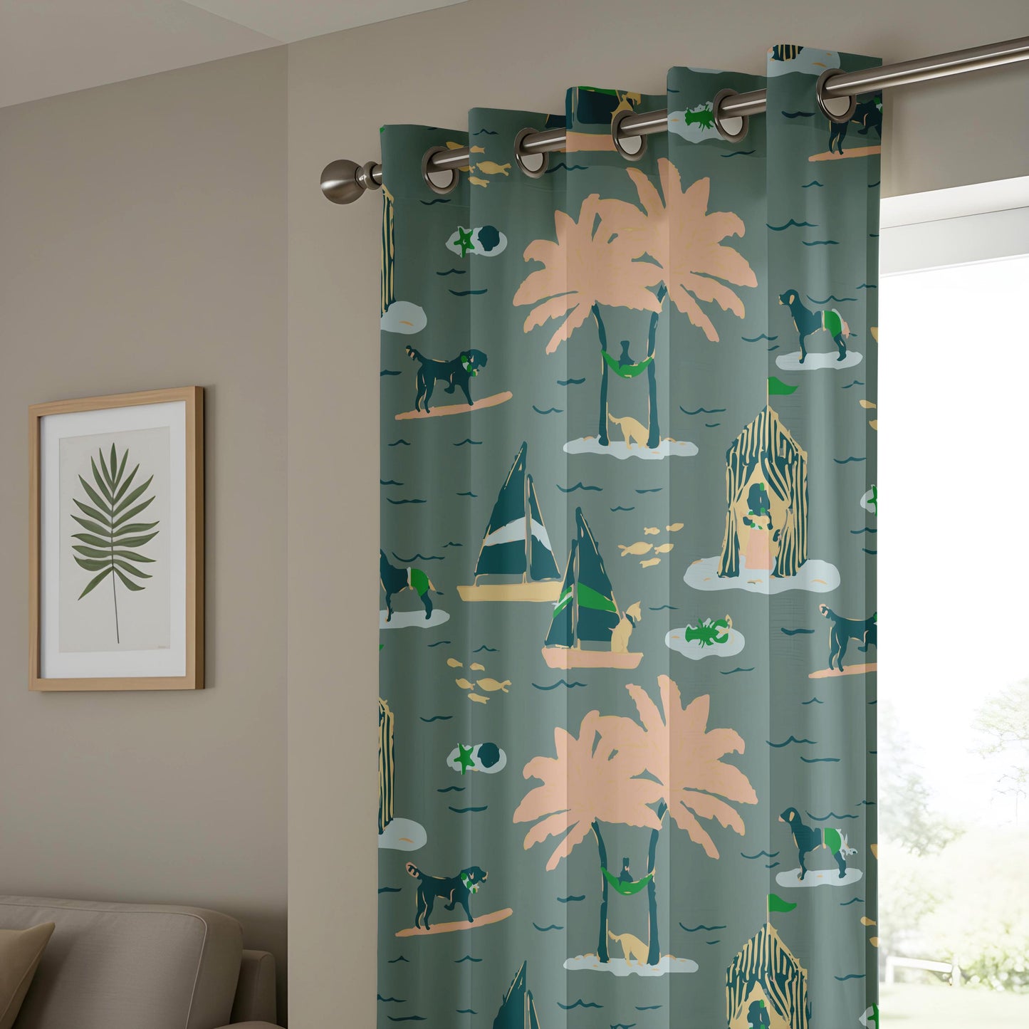 Onay Surfing Dog Blackout Curtains – Nautical Coastal Decor