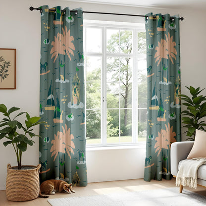 Onay Surfing Dog Blackout Curtains – Nautical Coastal Decor