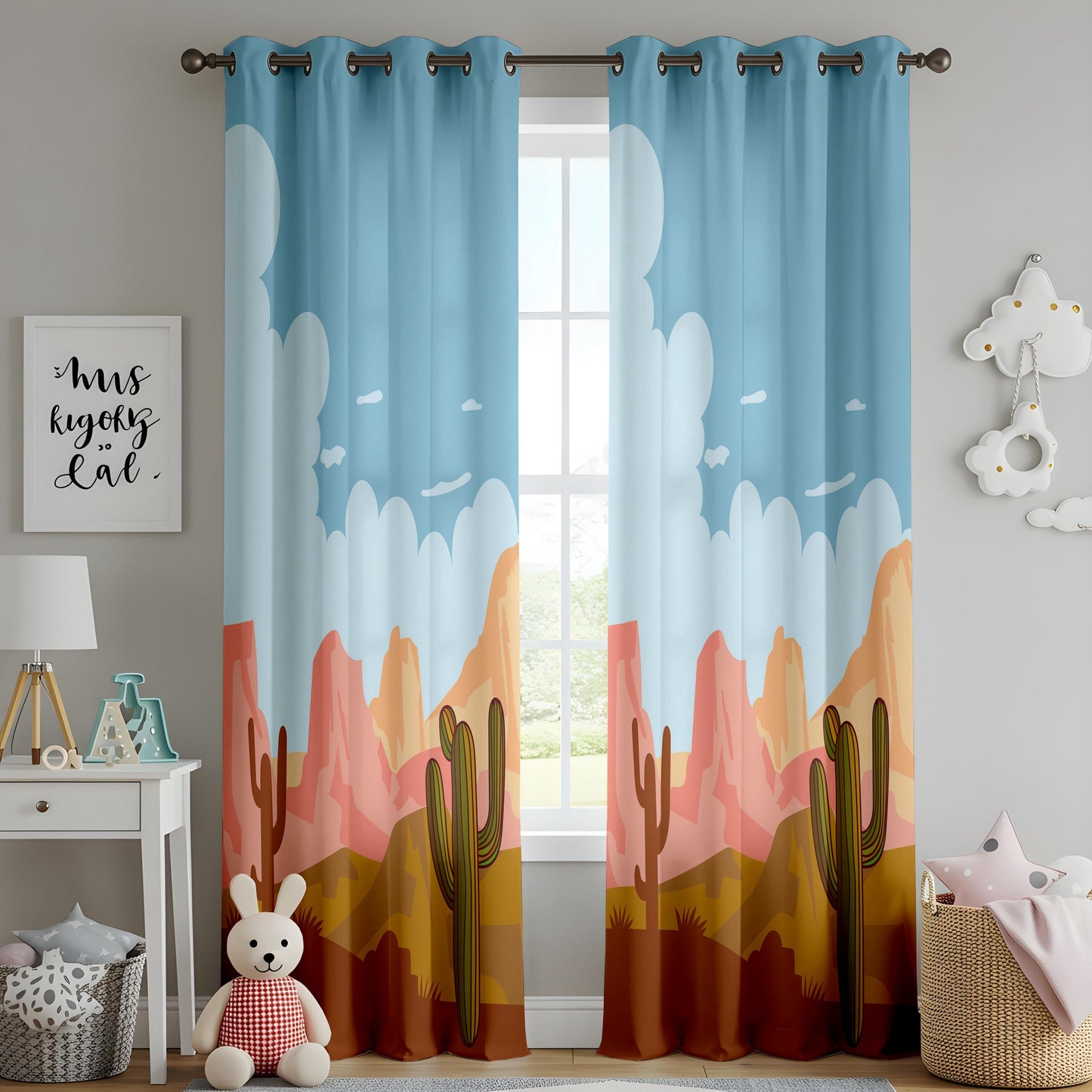 Onay Saguaro Cactus Curtain – Arizona Desert Sunset