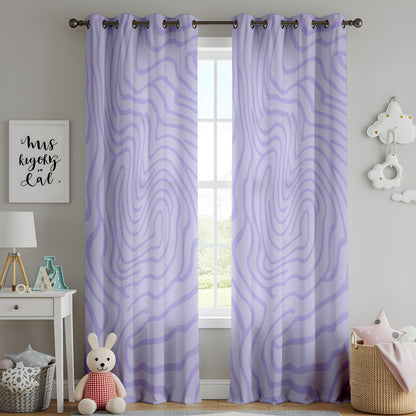 Onay Lilac Purple Wavy Line Curtains – Modern Abstract Swirl Drapes