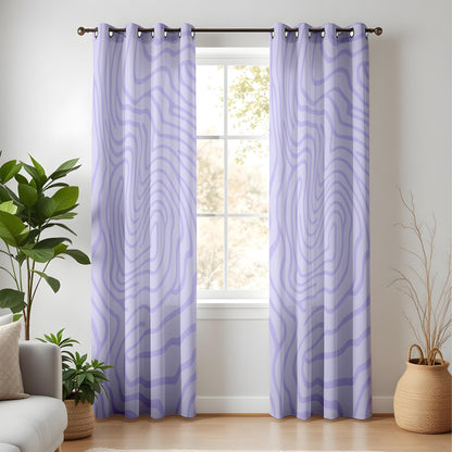 Onay Lilac Purple Wavy Line Curtains – Modern Abstract Swirl Drapes