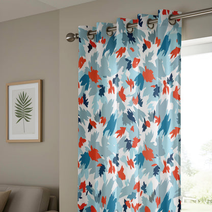 Onay Blue Orange Abstract Curtains – Modern Painterly Brushstroke Drapes
