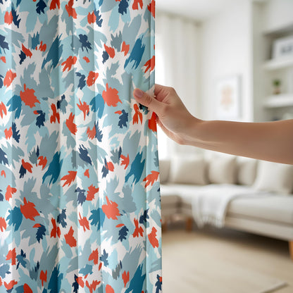 Onay Blue Orange Abstract Curtains – Modern Painterly Brushstroke Drapes