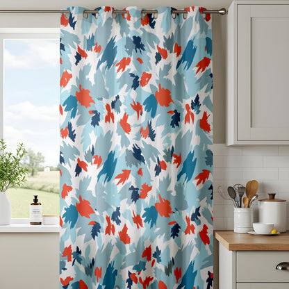 Onay Blue Orange Abstract Curtains – Modern Painterly Brushstroke Drapes