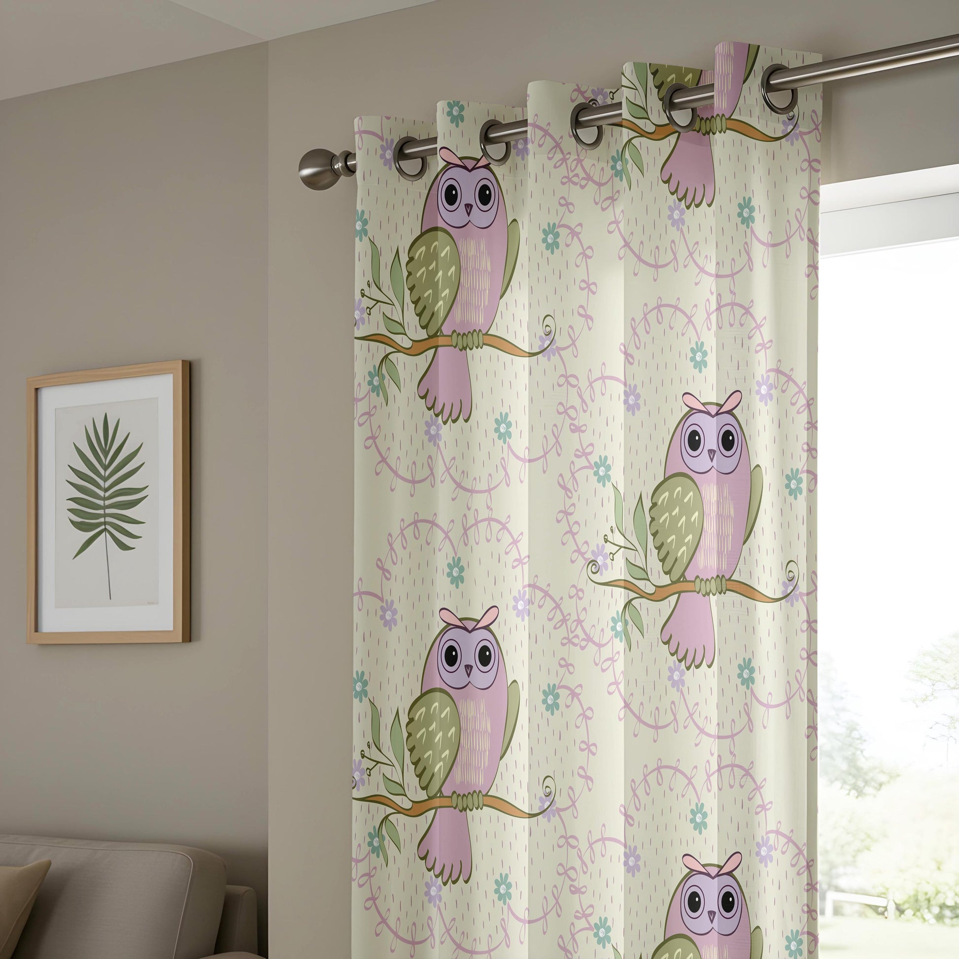 Onay Purple Owl Curtains – Whimsical Woodland Nursery Drapes