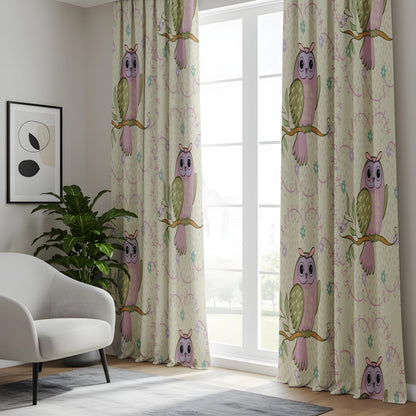 Onay Purple Owl Curtains – Whimsical Woodland Nursery Drapes