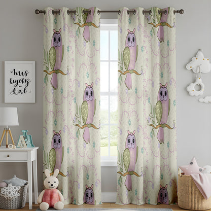 Onay Purple Owl Curtains – Whimsical Woodland Nursery Drapes