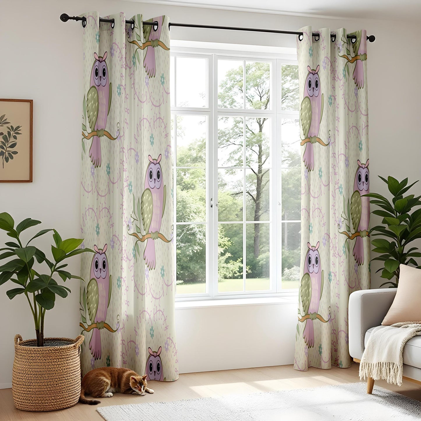 Onay Purple Owl Curtains – Whimsical Woodland Nursery Drapes