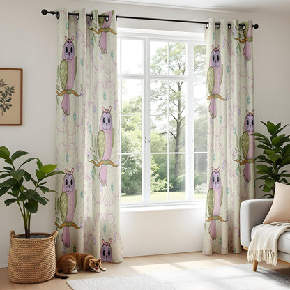 Onay Purple Owl Curtains – Whimsical Woodland Nursery Drapes