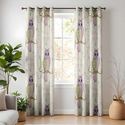 Onay Purple Owl Curtains – Whimsical Woodland Nursery Drapes