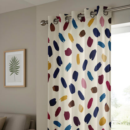 Onay Colorful Abstract Brushstroke Curtains – Navy Mustard Painterly Drapes