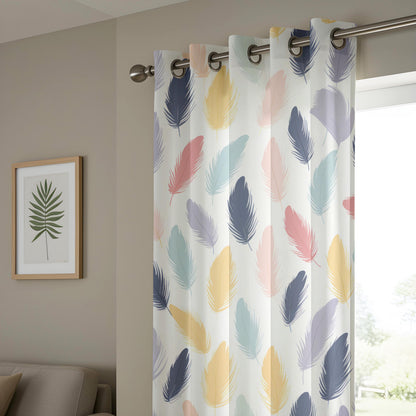 Onay Pastel Feather Print Curtains – Colorful Boho Window Drapes