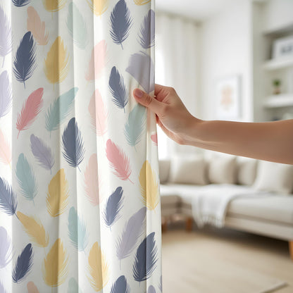 Onay Pastel Feather Print Curtains – Colorful Boho Window Drapes