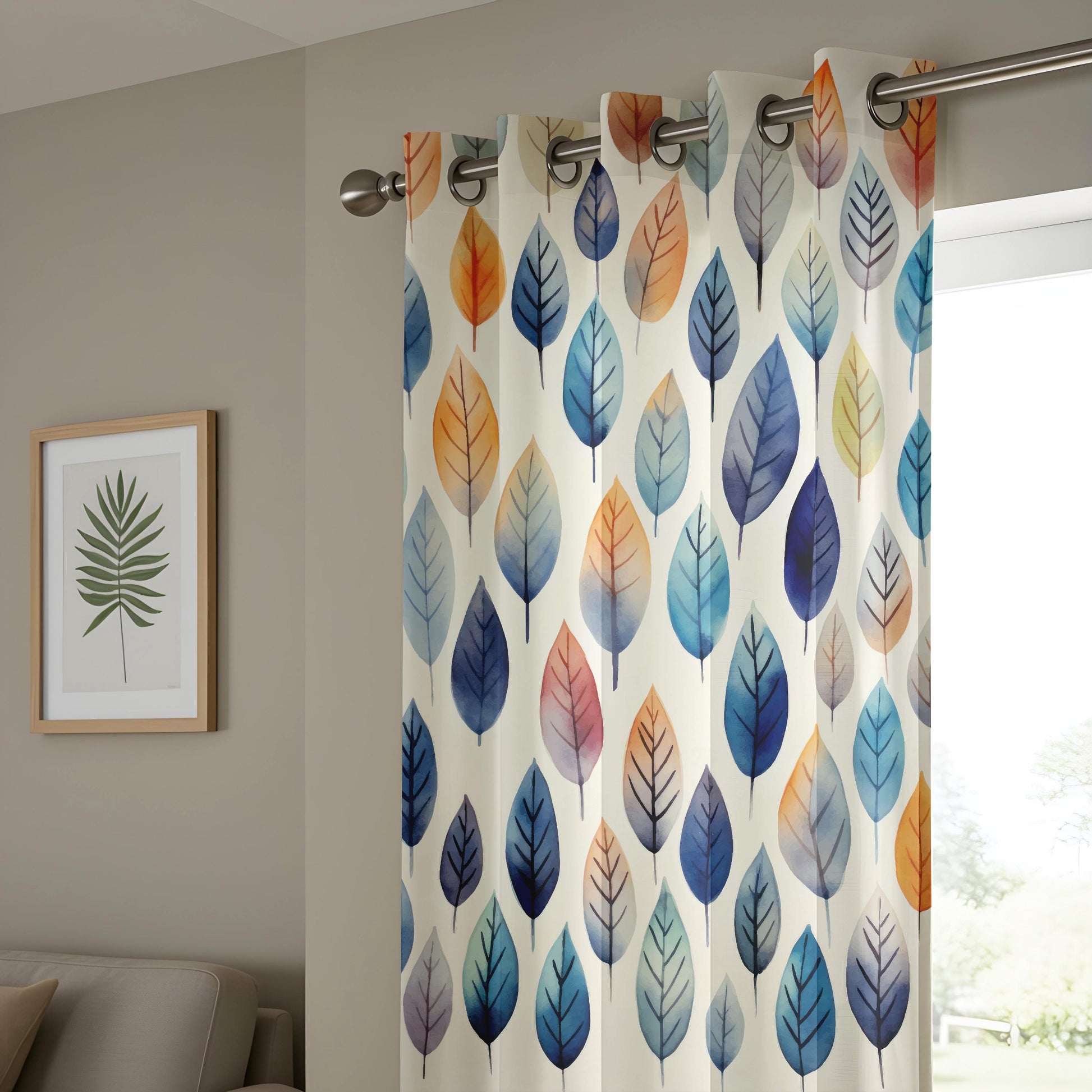 Onay Watercolor Leaf Print Curtains – Colorful Botanical Drapes