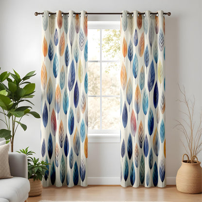 Onay Watercolor Leaf Print Curtains – Colorful Botanical Drapes