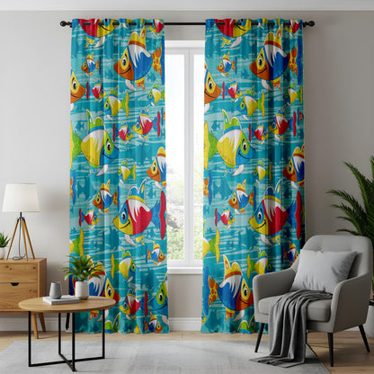 Onay Colorful Cartoon Fish Curtains – Ocean Theme Kids Bedroom Drapes