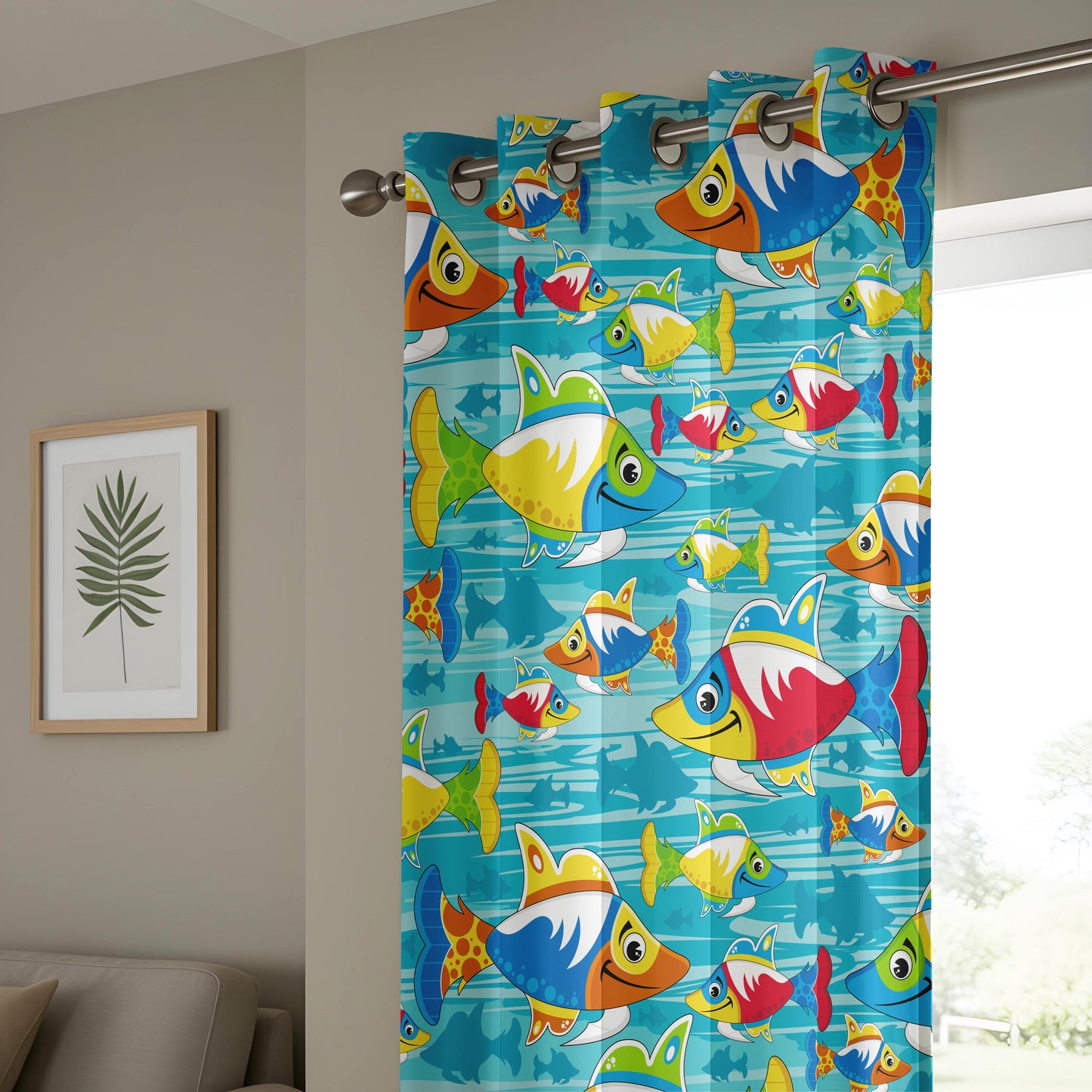 Onay Colorful Cartoon Fish Curtains – Ocean Theme Kids Bedroom Drapes