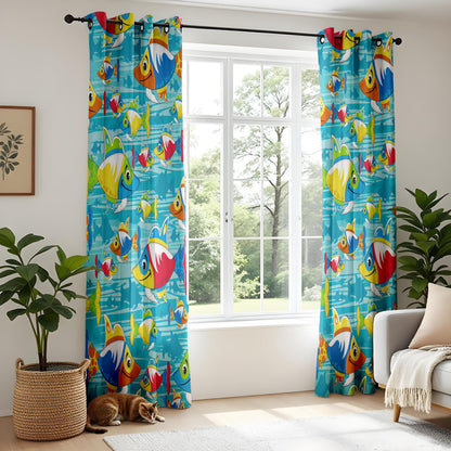 Onay Colorful Cartoon Fish Curtains – Ocean Theme Kids Bedroom Drapes
