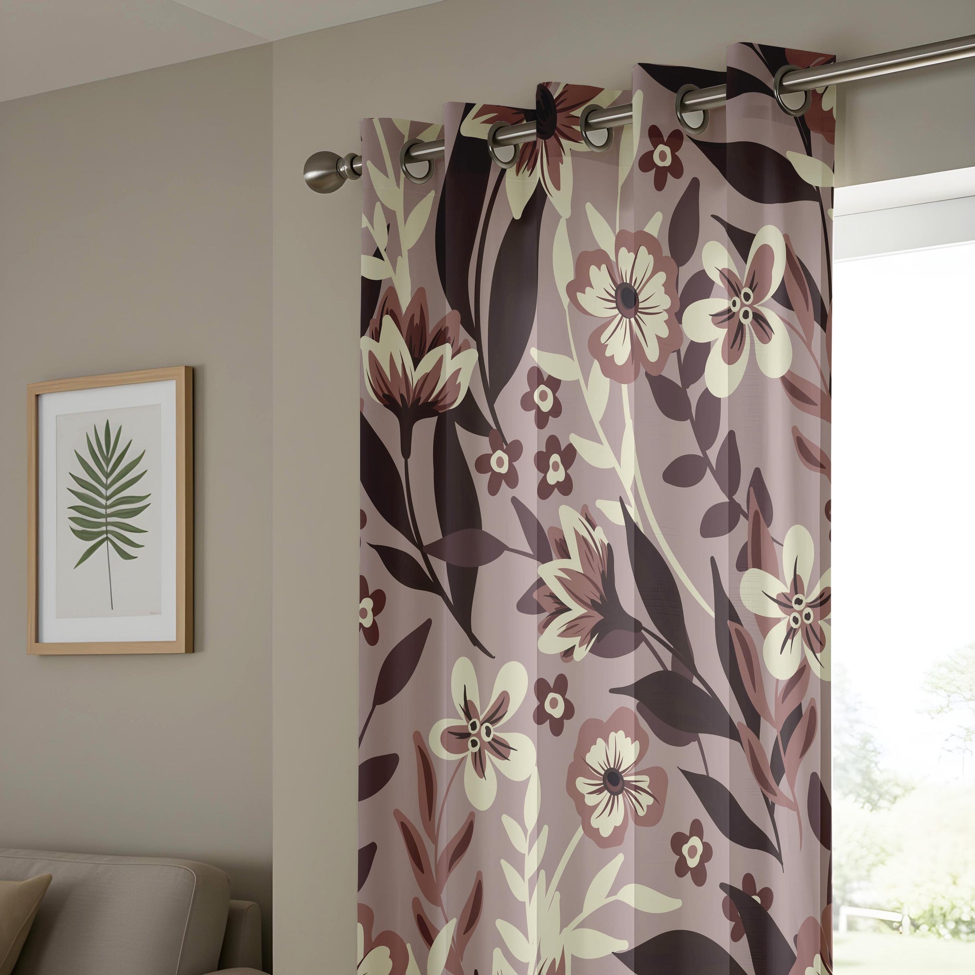 Onay Moody Brown Floral Curtains – Earth Tone Vintage Flower Drapes