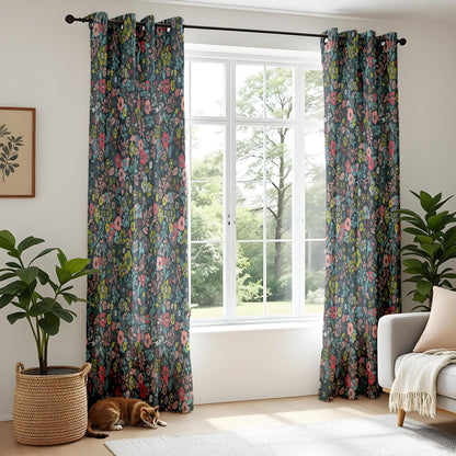 Onay Dark Floral Curtains – Colorful Moody Botanical Drapes