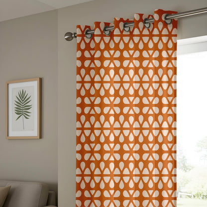 Onay Burnt Orange Geometric Curtains – Mid Century Modern Drapes
