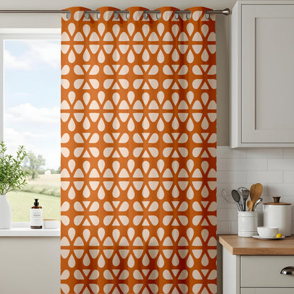 Onay Burnt Orange Geometric Curtains – Mid Century Modern Drapes