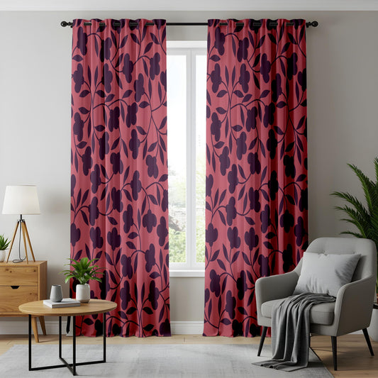 Onay Colorful Abstract Floral Curtains – Playful Coral and Teal Drapes