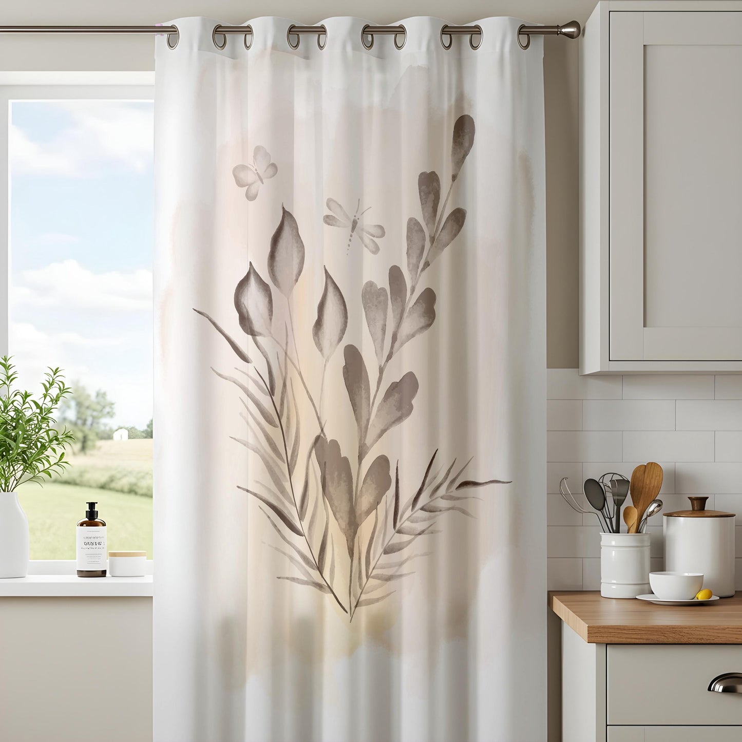 Onay Botanical Curtains – Neutral Floral Drapes
