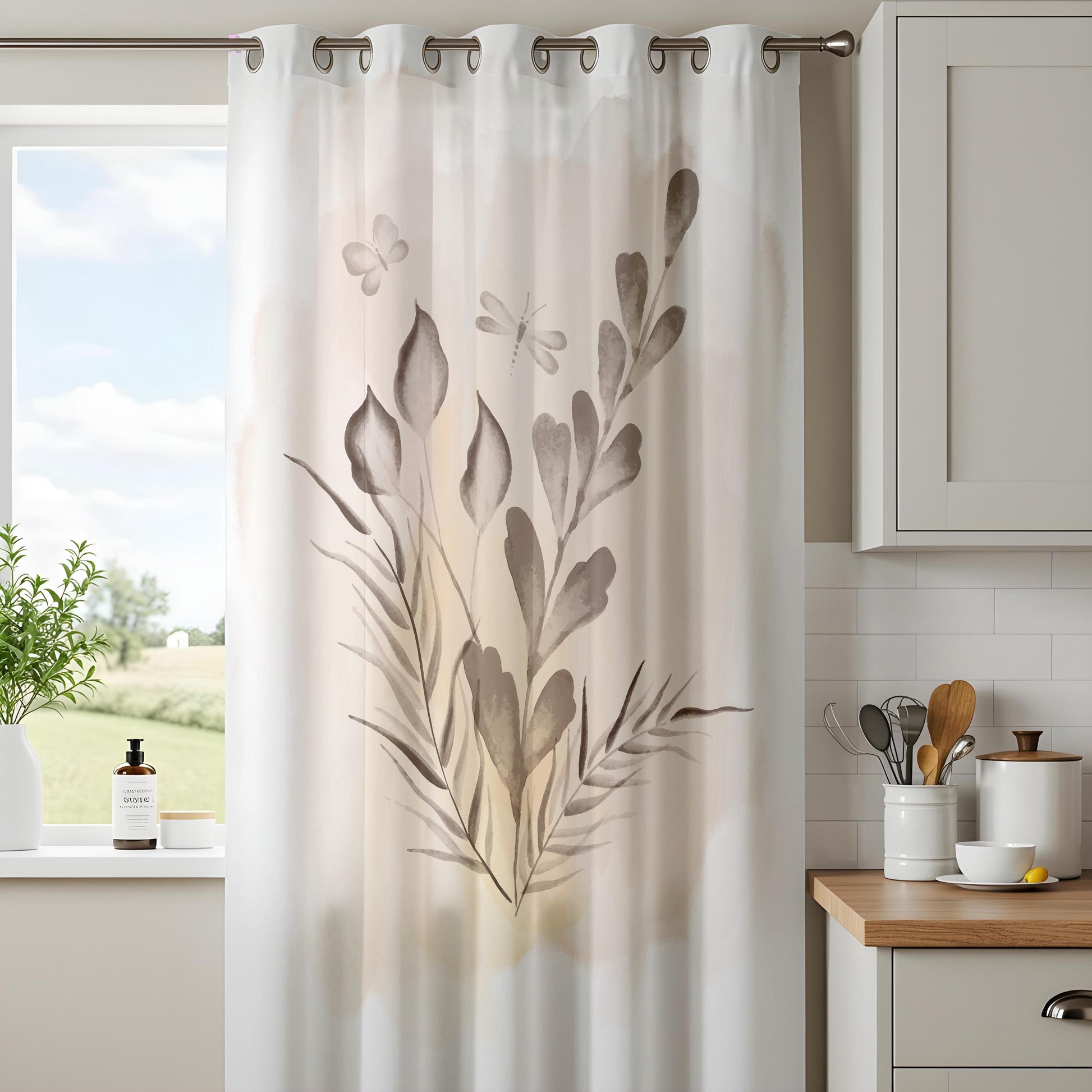 Onay Botanical Curtains – Neutral Floral Drapes