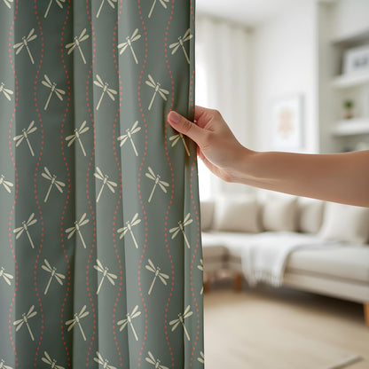 Onay Dragonfly Curtains – Dark Green Nature Drapes