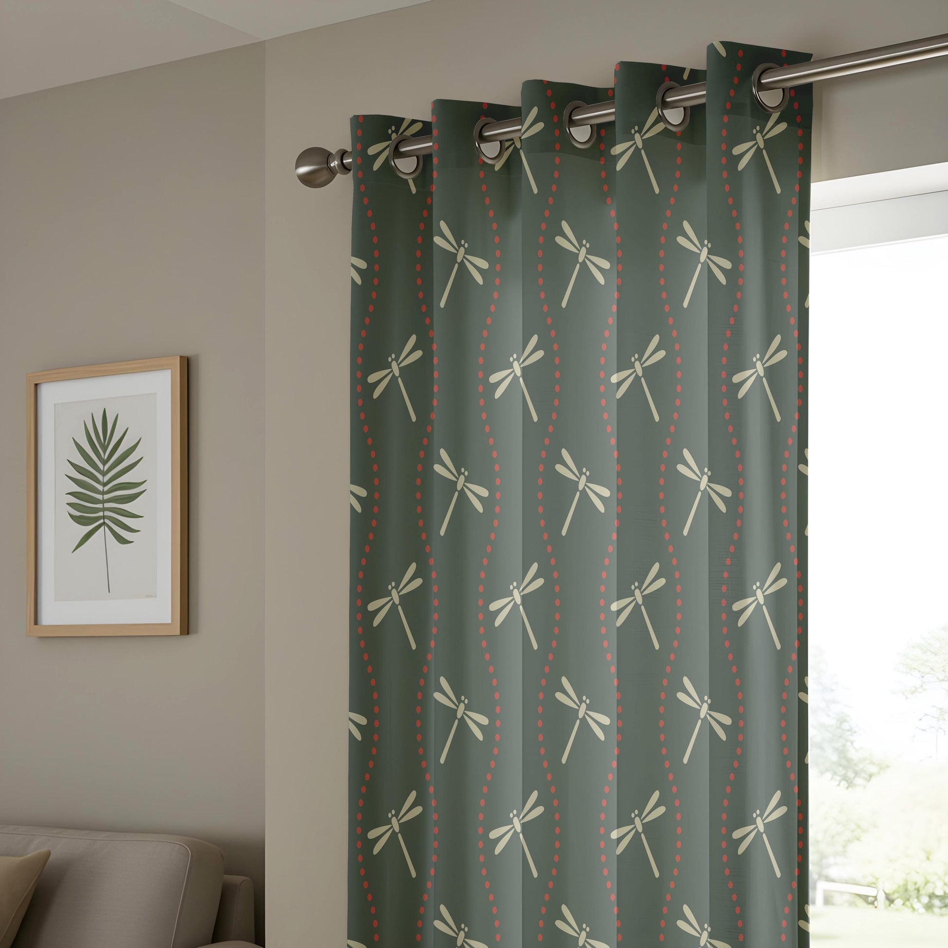 Onay Dragonfly Curtains – Dark Green Nature Drapes