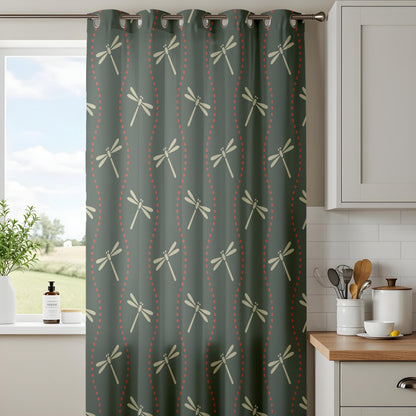 Onay Dragonfly Curtains – Dark Green Nature Drapes