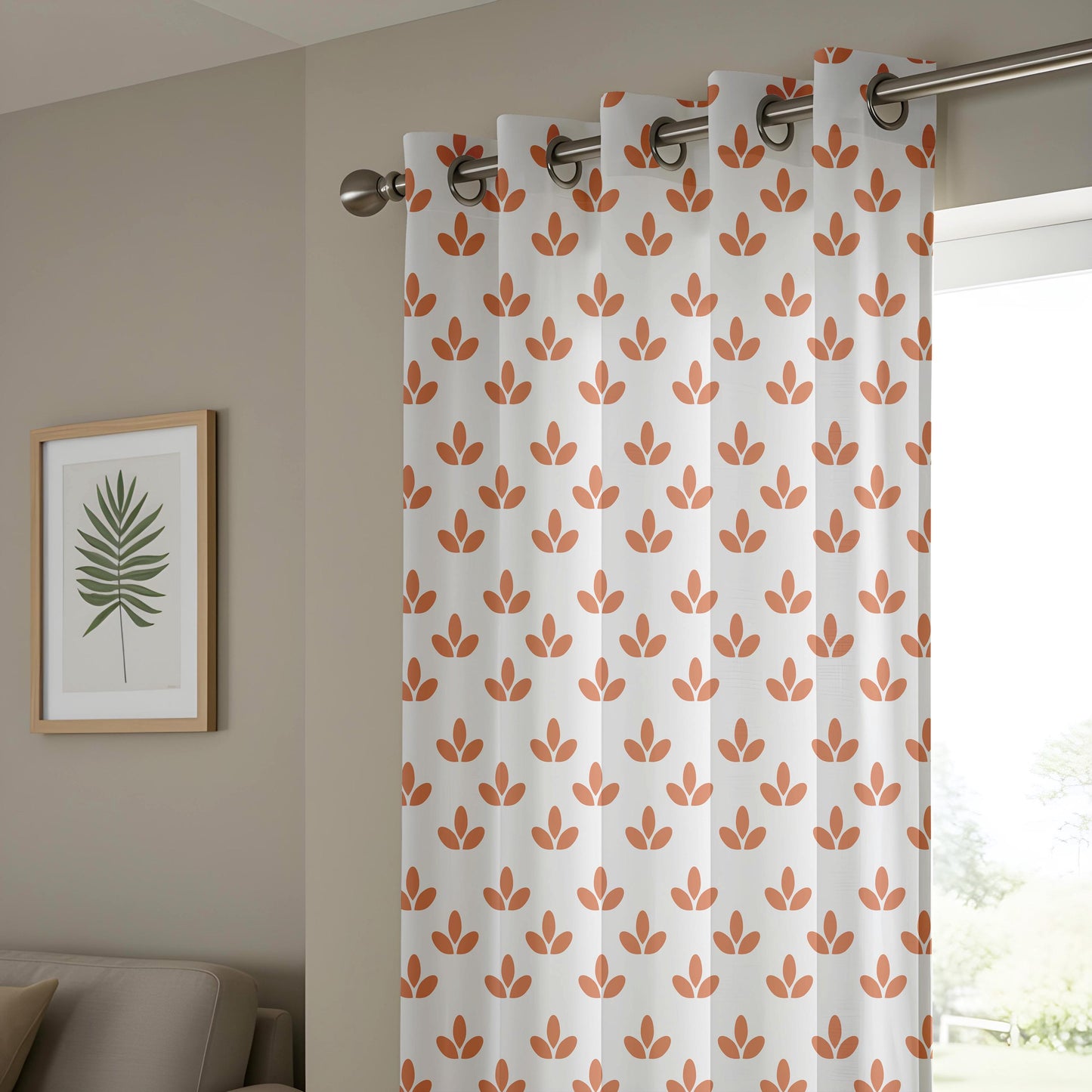 Onay Terracotta Leaf Curtains – Boho Floral Drapes