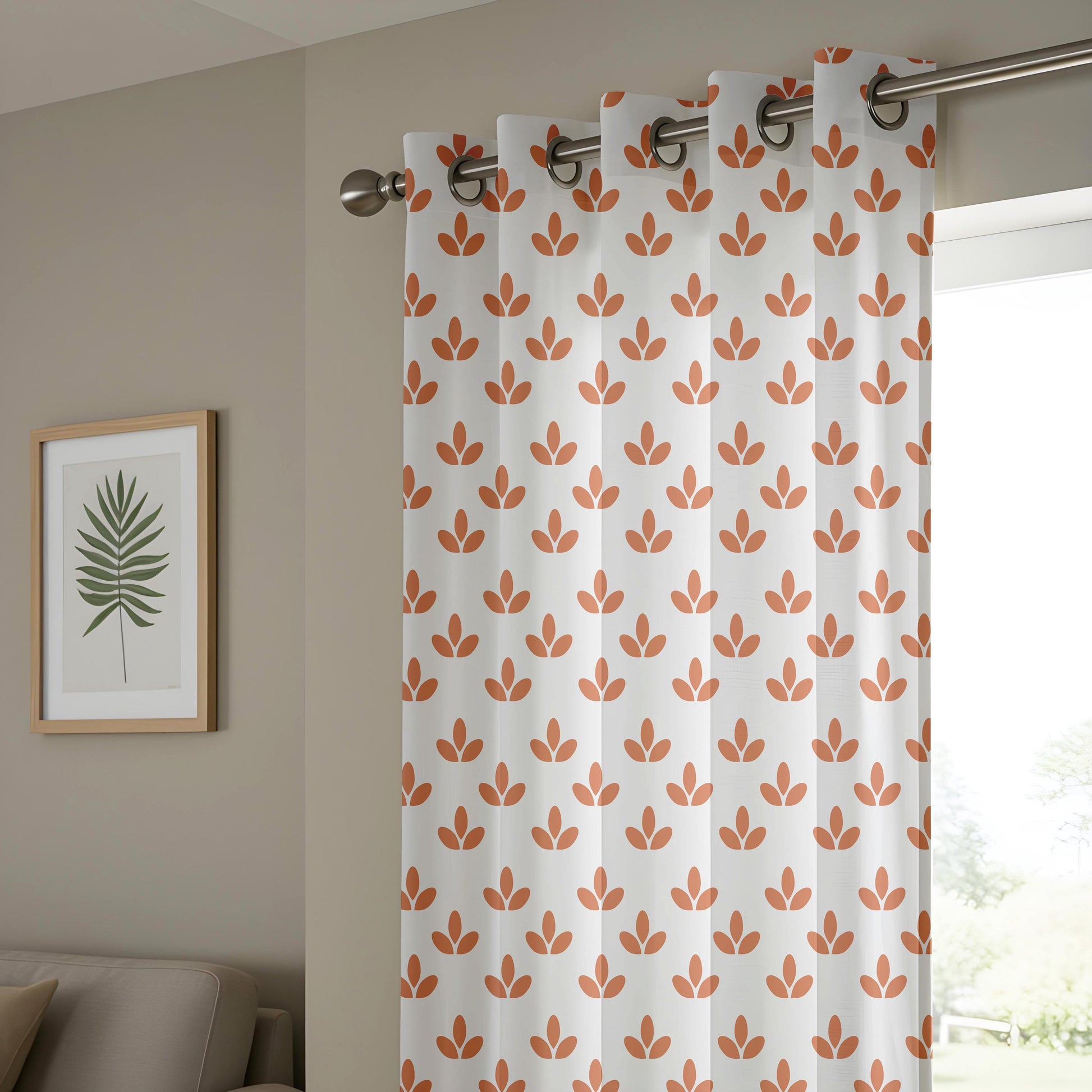 Onay Terracotta Leaf Curtains – Boho Floral Drapes
