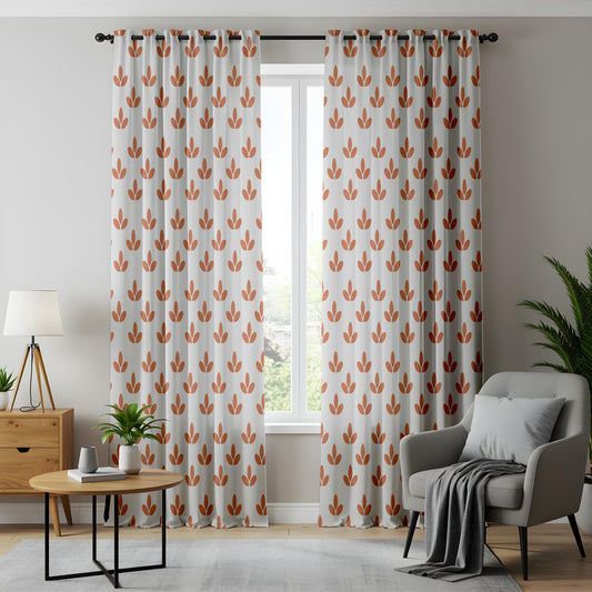 Onay Terracotta Leaf Curtains – Boho Floral Drapes