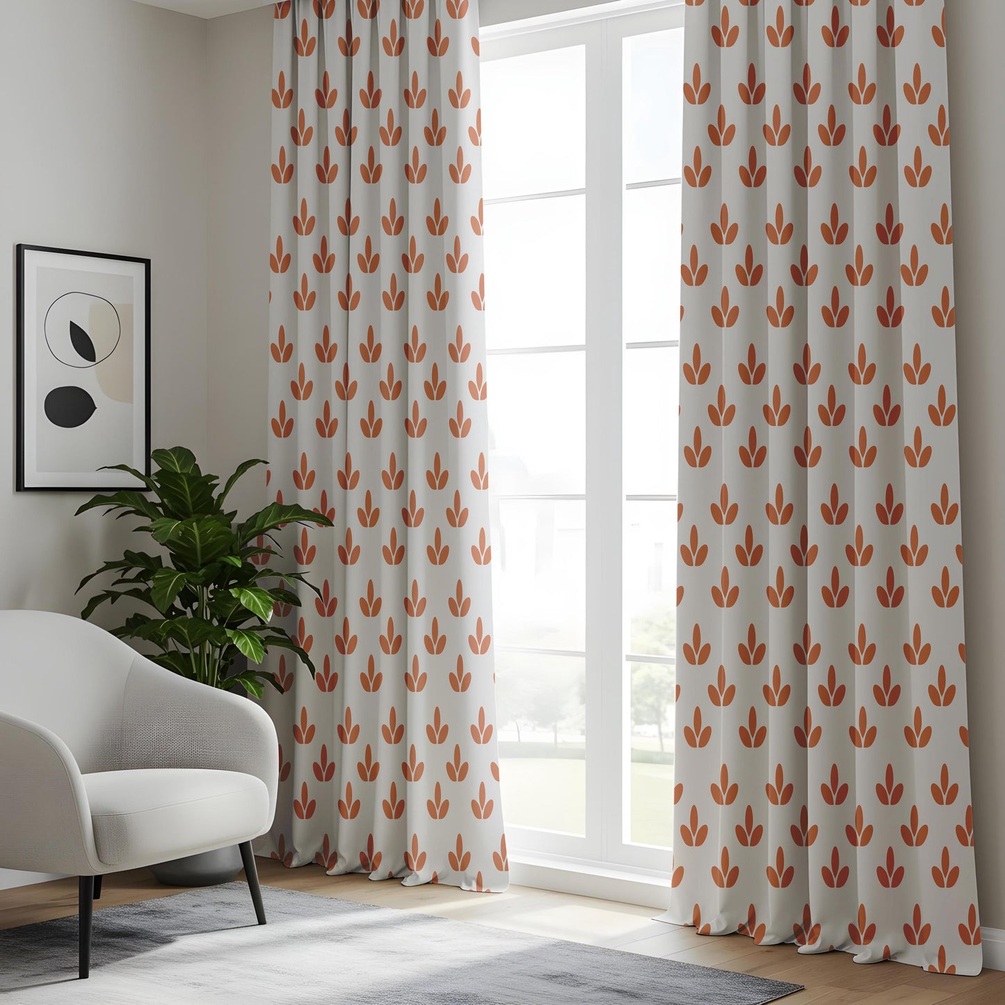 Onay Terracotta Leaf Curtains – Boho Floral Drapes