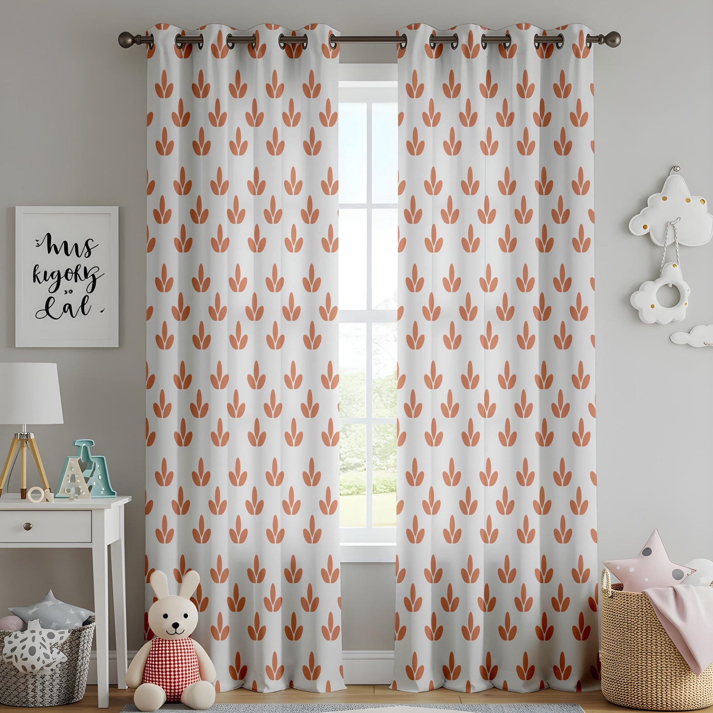 Onay Terracotta Leaf Curtains – Boho Floral Drapes
