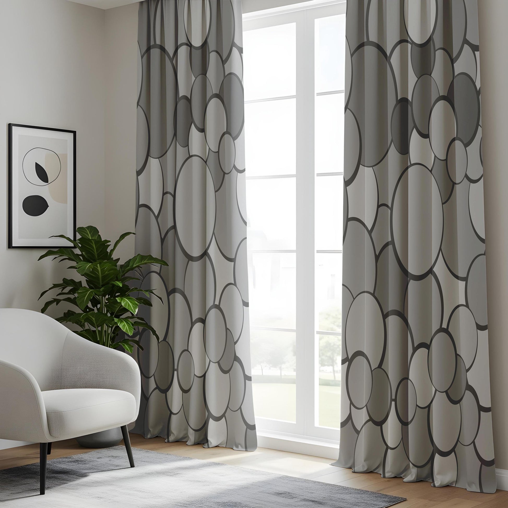 Onay Grey Circle Curtains – Bold Geometric Bubble Drapes
