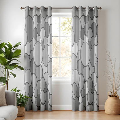 Onay Grey Circle Curtains – Bold Geometric Bubble Drapes