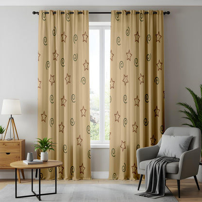 Onay Boho Star Curtains – Whimsical Swirl Pattern Drapes
